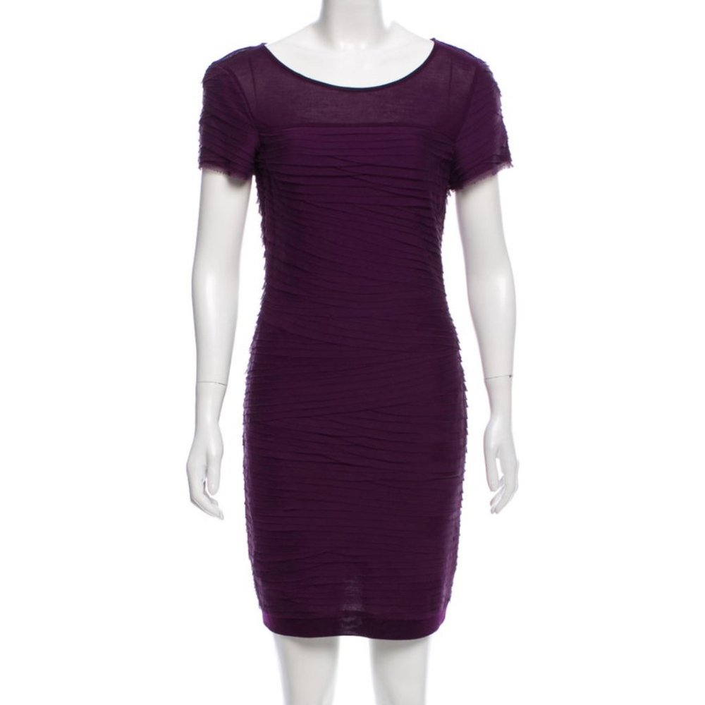 DIANE VON FÜRSTENBERG Purple Short Sleeve Silk Chiffon Mini/Midi Dress NWOT